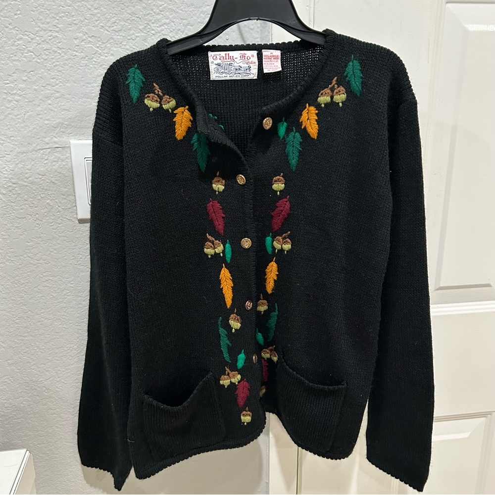 Vintage Autumn Embroidered Cardigan
